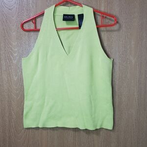 Axcess by Liz Claiborne Olive Sleeveless V-Neck/ Apron Neckline Top size L